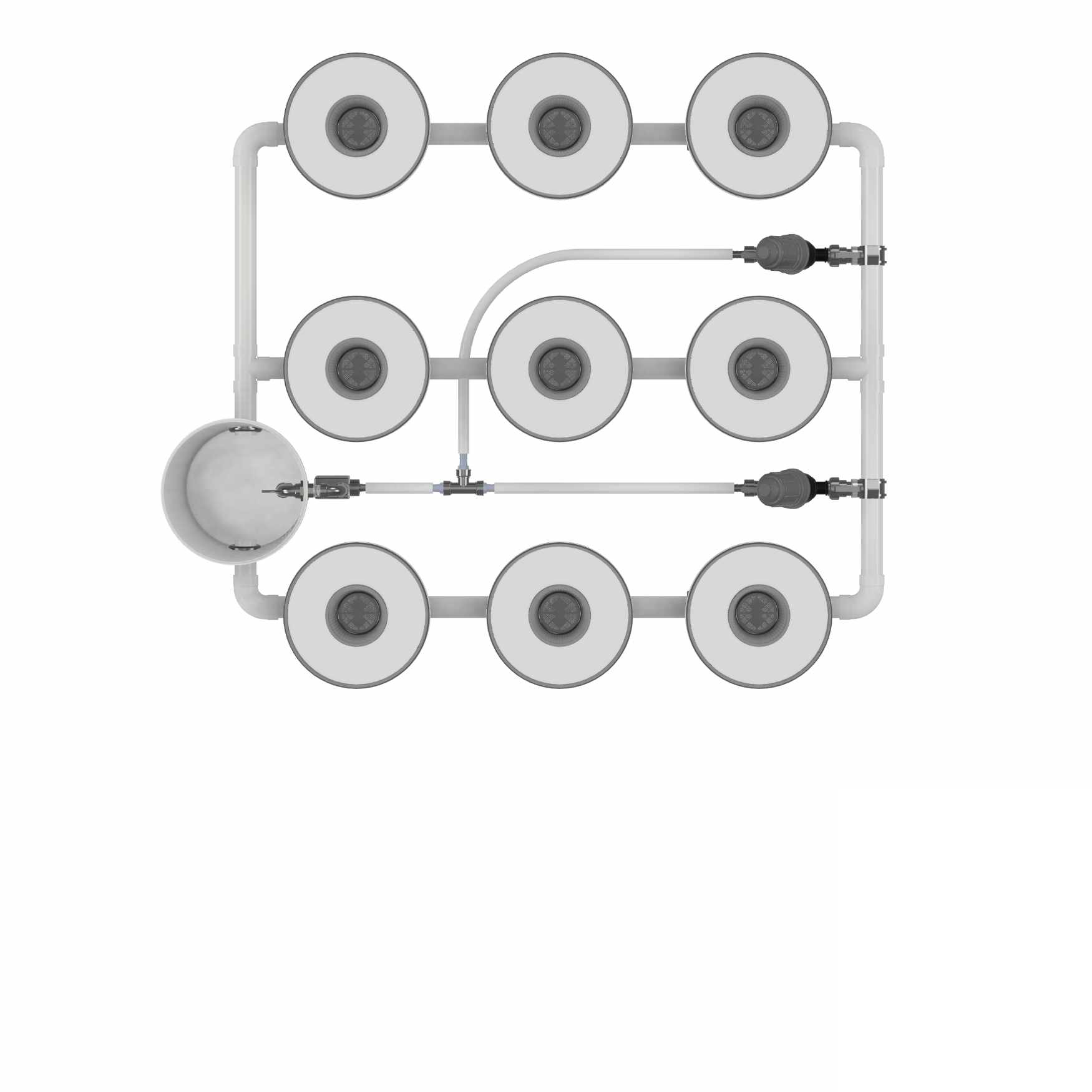 Growrilla RDWC PRO _ 9-Topfe 19L von oben